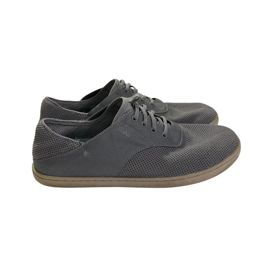 OluKai Nohea Moku Mens 8.5 Grey Mesh Boat Shoes Sneakers 10283-GWGW